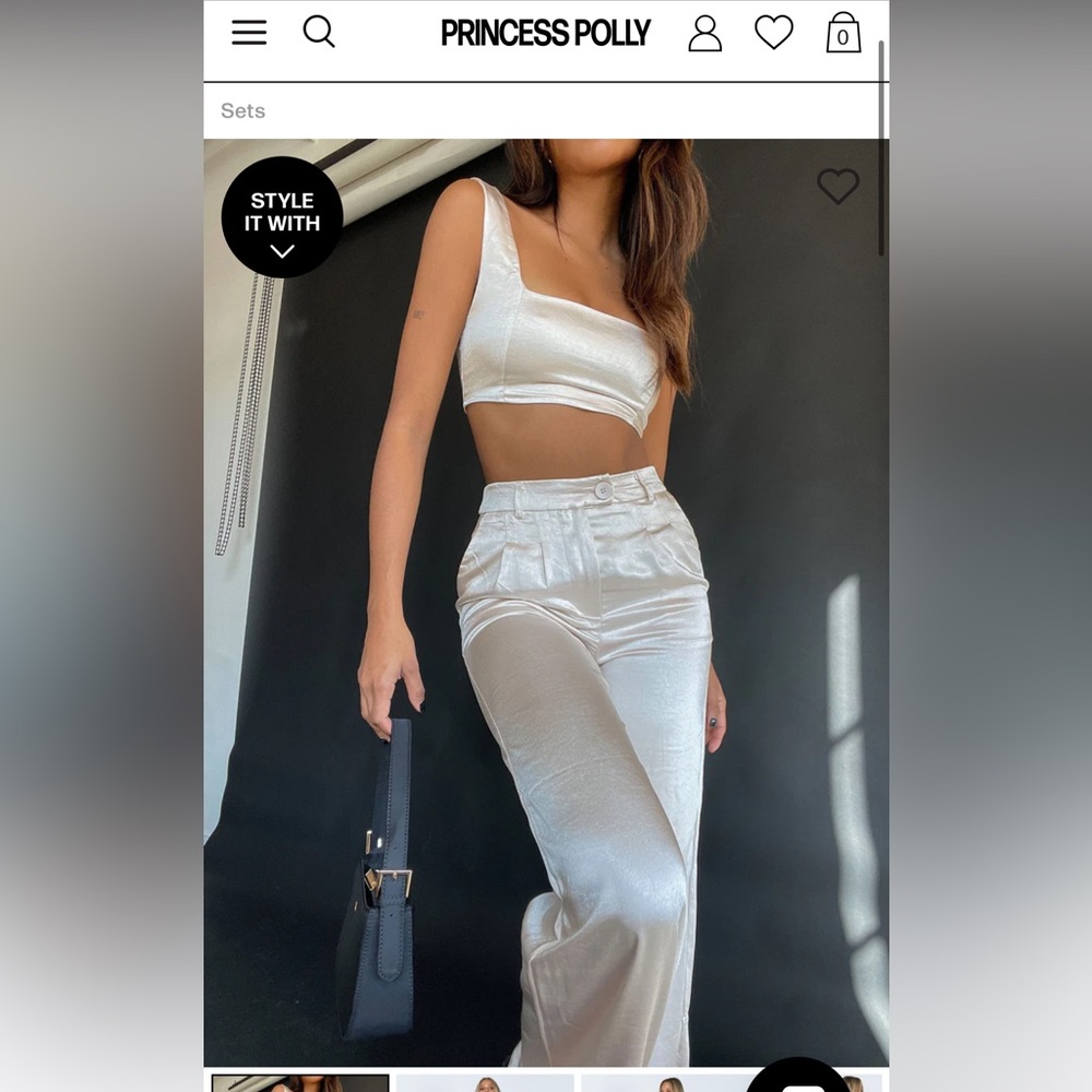Princess Polly Champagne Satin Pants